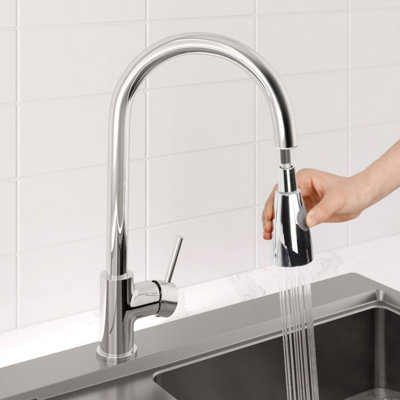 Sinkoro Pull Out Kitchen Mixer Tap Modern Mono Swivel Spout Single Lever Faucet Chrome