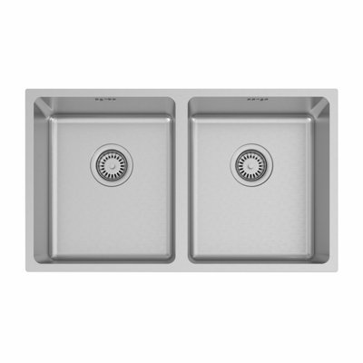 Sinkoro Stainless Steel Inset Kitchen Sink 2 Double Bowl Strainer