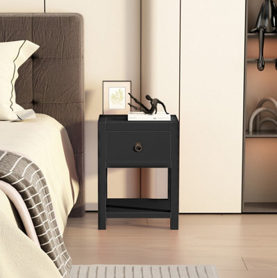 Sino 1 Drawer Black Bedside Table