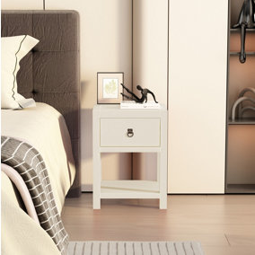 Sino 1 Drawer White Bedside Table