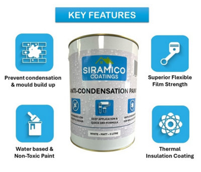 Siramico Coatings - Anti Condensation Paint - 5 Litres - Matt White