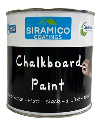 SIRAMICO COATINGS ChalkBoard Paint Black - 1 Litre - Waterbased, Non Toxic, Low Odour