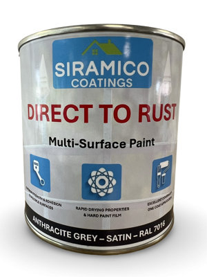 Siramico Coatings - Direct to Rust - Satin - Anthracite Grey RAL 7016 - 1 Litre