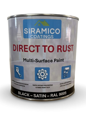 Siramico Coatings - Direct to Rust - Satin Black - 1 Litre