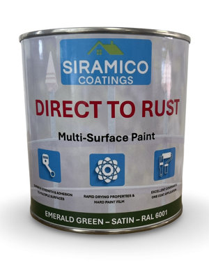 Siramico Coatings - Direct to Rust - Satin - Emerald Green RAL 6001 - 1 Litre