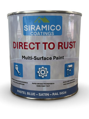 Siramico Coatings - Direct to Rust - Satin - Pastel Blue RAL 5024 - 1 Litre