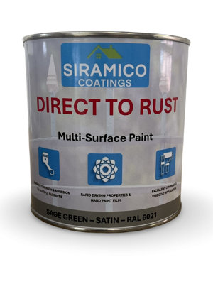 Siramico Coatings - Direct to Rust - Satin - Sage Green RAL 6021 - 1 Litre