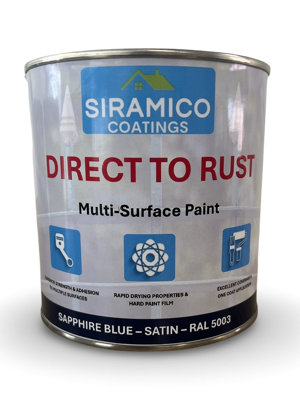 Siramico Coatings - Direct to Rust - Satin - Sapphire Blue RAL 5003 - 1 Litre