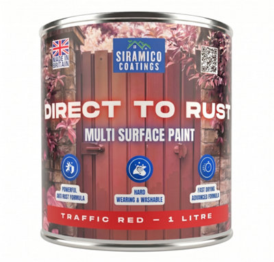 Siramico Coatings - Direct to Rust - Satin - Traffic Red RAL 3020 - 1 ...