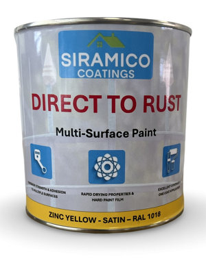 Siramico Coatings - Direct to Rust - Satin - Zinc Yellow RAL 1018 - 1 Litre