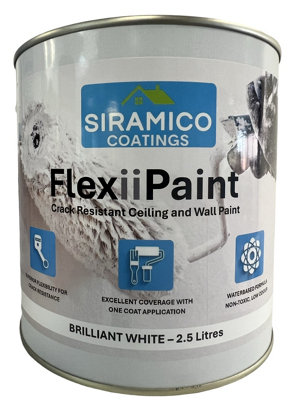 Siramico Coatings - FlexiiPaint For Ceilings & Walls - Matt White - 5 Litres