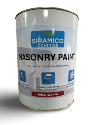 SIRAMICO COATINGS Masonry Paint - Brick Red - 5 Litre - Smooth 10 Year Protection of Masonry Surfaces