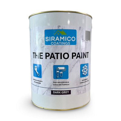 SIRAMICO COATINGS THE PATIO PAINT/  DARK GREY/ 5 Litre / Superior Patio Paint with Professional Finish