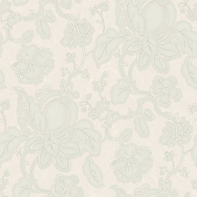Sirpi Cream Damask Pearlescent effect Embossed Wallpaper
