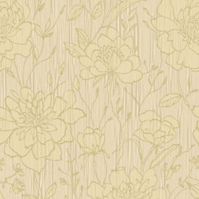 Sirpi Gold Floral Pearlescent effect Embossed Wallpaper