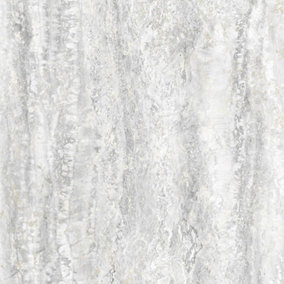 Sirrus Metallic Marble Wallpaper In Grey
