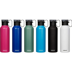 Sistema 600ml Assorted Colour Stainless Steel Water Bottle.