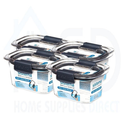Sistema Brilliance Small Rectangle Container 380ml with Lid (4 Pack ...