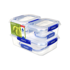 Sistema Klip It Plus 6 Piece Food Storage Airtight Easy Locking Leak Proof Containers Set BPA-Free