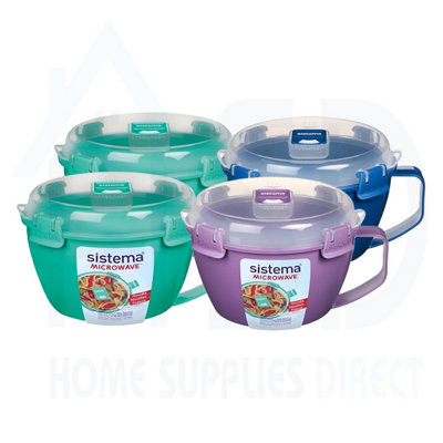 Sistema Microwave Soup Mug Set 940ml - 4-Pack (2 Turquoise, 1 Purple, 1 ...