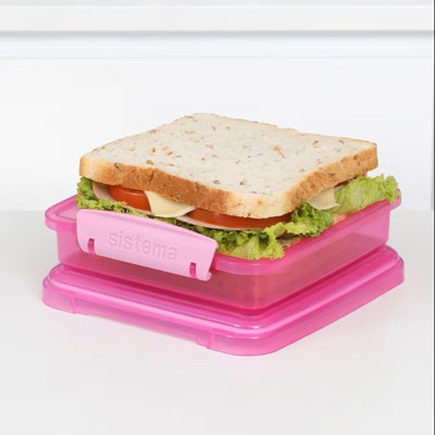 Sistema Pink Sandwich Box 450ml - Leakproof, BPA-Free & Perfect for ...
