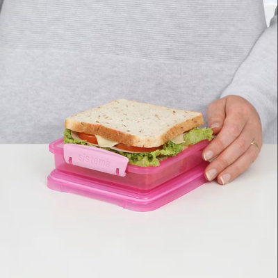 Sistema Pink Sandwich Box 450ml - Leakproof, BPA-Free & Perfect for ...