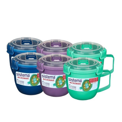 Sistema Small Soup Mug 565ml (6 Pack: 2 Turquoise, 2 Blue, 2 Purple ...