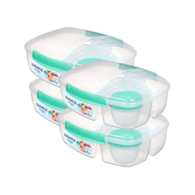 Sistema Triple Split TO GO 2L (67.6 oz) Lunch Box - 4-Pack, Turquoise ...