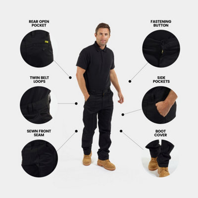 Site King Black Classic Work Trousers (W28, L29)