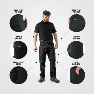 Mens Cargo Combat Work Trousers Size 30 to 48 Black Working Chino cargo trousers