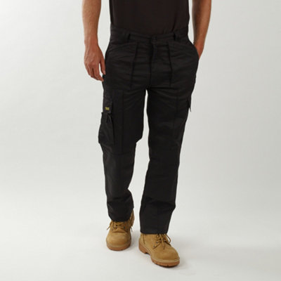 Site King Black Premium Multi Pocket Work Trousers (W40, L31)