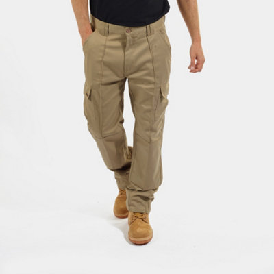 Site King Khaki Cargo Knee Pad Work Trousers (W28, L29)