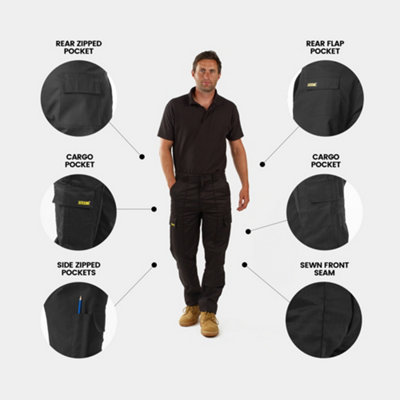 Site King Khaki Cargo Knee Pad Work Trousers (W28, L31)