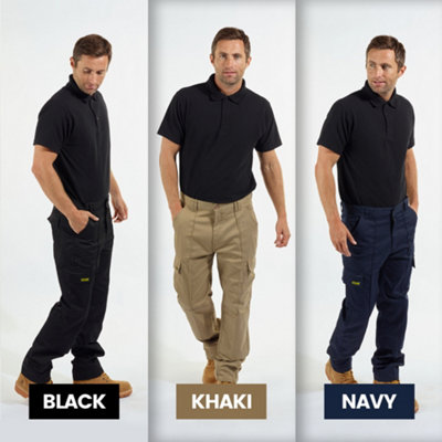 Site King Khaki Cargo Knee Pad Work Trousers (W28, L31)