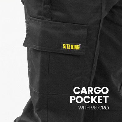 Site King Khaki Cargo Knee Pad Work Trousers (W28, L31)