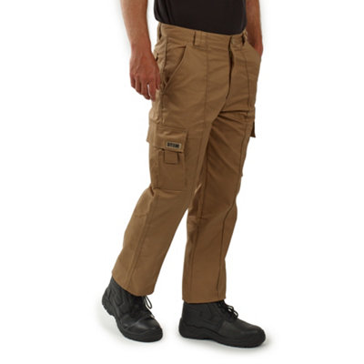 Site King Khaki Combat Cargo Work Trousers (W28, L33)