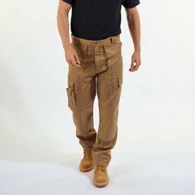 Site King Khaki Premium Multi Pocket Work Trousers (W28, L33)