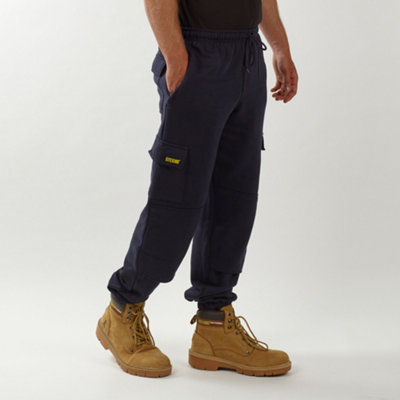 Site King Mens Navy Work Cargo Jogging Bottoms with Knee Pad Pockets (M)