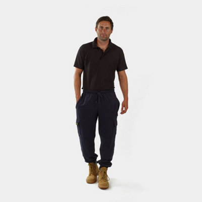 Site King Mens Navy Work Cargo Jogging Bottoms with Knee Pad Pockets (M)