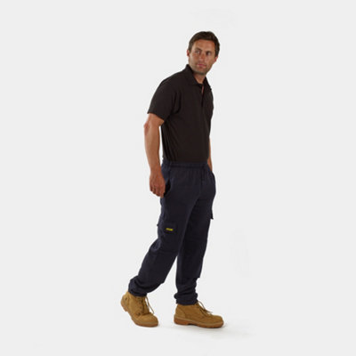 Site King Mens Navy Work Cargo Jogging Bottoms with Knee Pad Pockets (M)