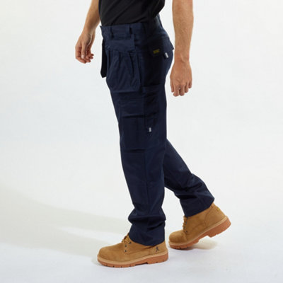 Site King Navy Cargo Holster Pocket Work Trousers (W38, L31)