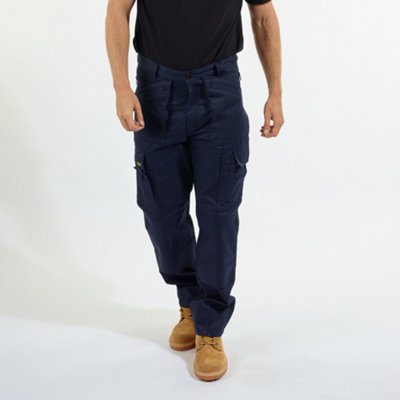 Site King Navy Premium Multi Pocket Work Trousers (W50, L29)
