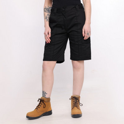 Site King Womens Black Cargo Work Shorts with Elasticated Waist (8)