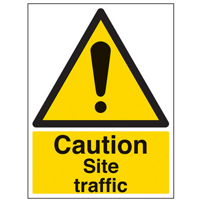 Site Traffic Vehicle Caution Sign - 1mm Rigid Plastic - 450x600mm (x3)