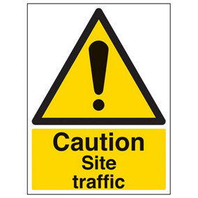 Site Traffic Vehicle Caution Sign - Adhesive Vinyl - 300x400mm (x3)