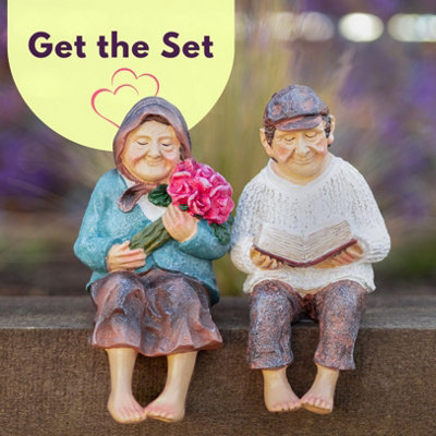 Sitting Grandparent Garden Ornaments Outdoor - Weatherproof Solar Resin Garden Ornament - 4