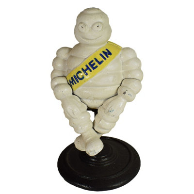 Sitting Michelin Man Mascot Bibendum Cast Iron Statue Figurine On Stand