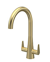 Situla Kitchen Mono Mixer Tap with 2 Lever Handles, 398mm - Brushed Brass - Balterley