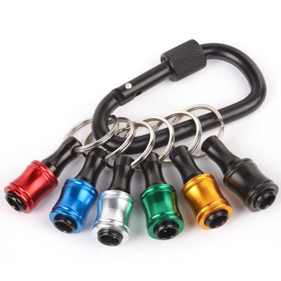 Six Pack One Quarter Inch Hex Shank Screwdriver Bit Holder with Carabiner