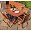 Six Seater Wooden Garden Dining Set With Grey Cushions
